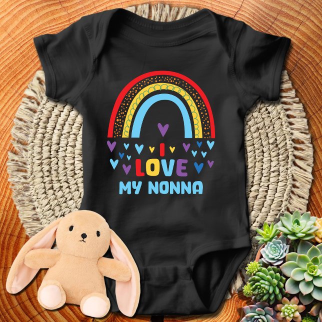 Rainbow Hearts I Love My Nonna Baby Bodysuit (Creator Uploaded)