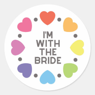 Rainbow Hearts I'm With The Bride Sticker
