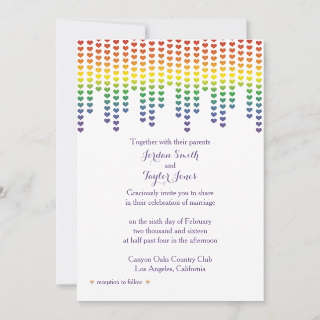 Rainbow Hearts Invitation (Front)