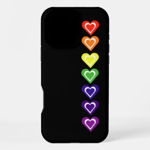 Rainbow hearts iPhone 16 pro max case
