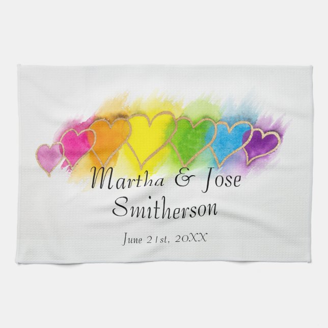 Rainbow Hearts Kitchen Towels (Horizontal)