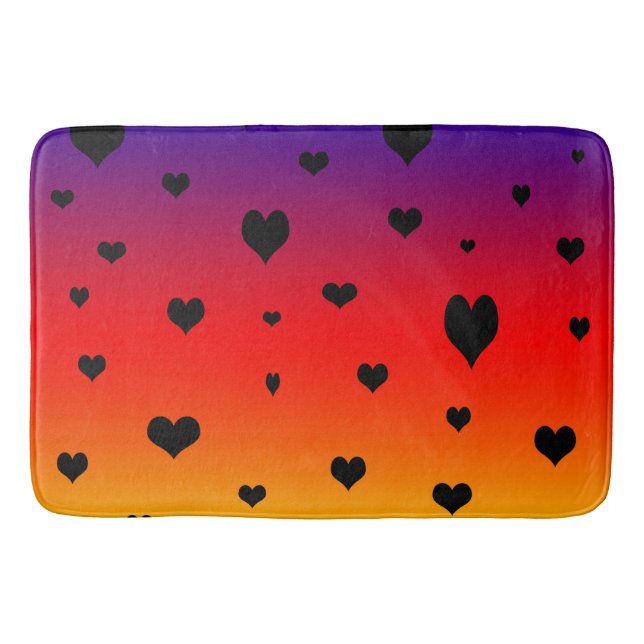 Rainbow Hearts, Large Memory Foam Bath Mat (Front)
