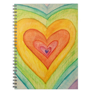 Rainbow Hearts Love Art Notebook Journal
