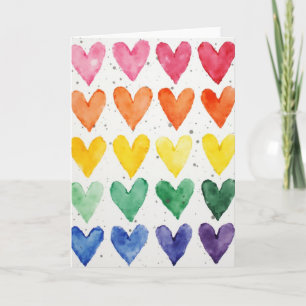 Rainbow Hearts Love Card