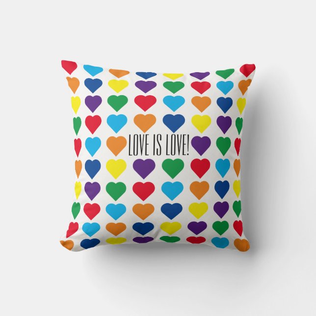 Rainbow Hearts "Love is love!" Cushion (Front)