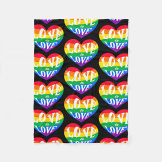 Rainbow Hearts Love Is Love Pride Fleece Blanket