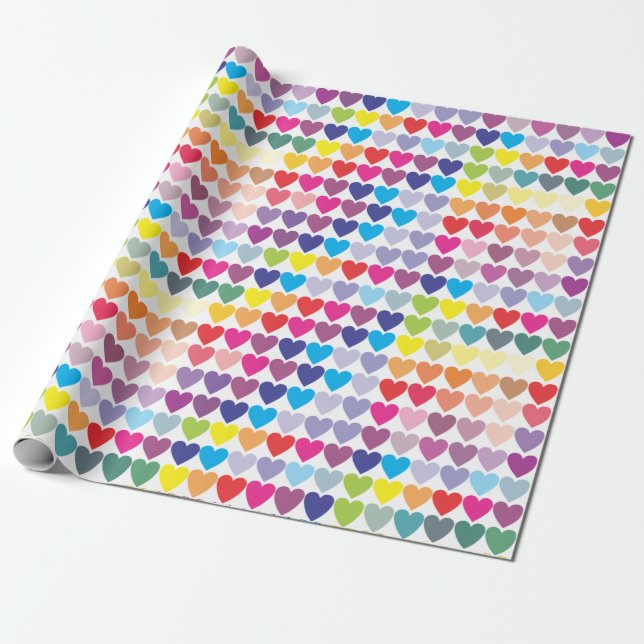 Rainbow Hearts Matte Wrapping Paper, 30" x 6' Paper (Unrolled)