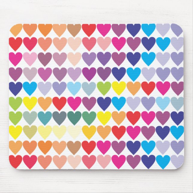 Rainbow Hearts Mouse Pad (Front)