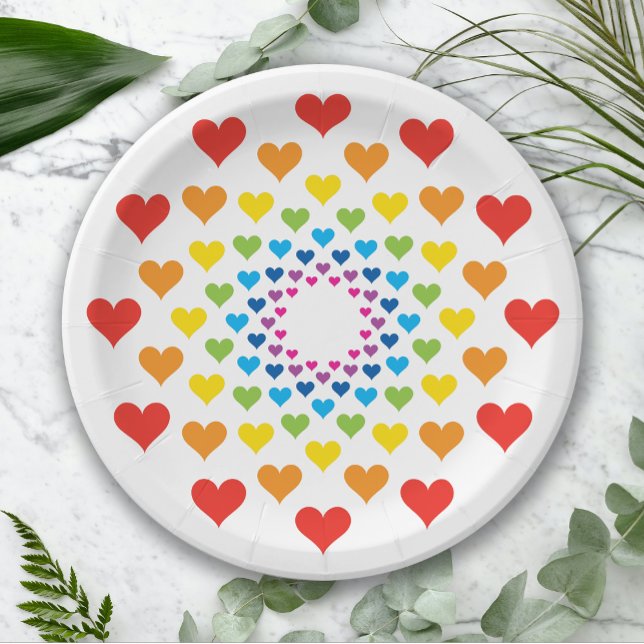 Rainbow hearts paper plate (Creator Uploaded)