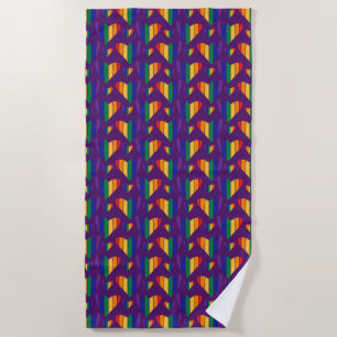 Rainbow Hearts Pattern Beach Towel