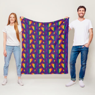 Rainbow Hearts Pattern Fleece Blanket