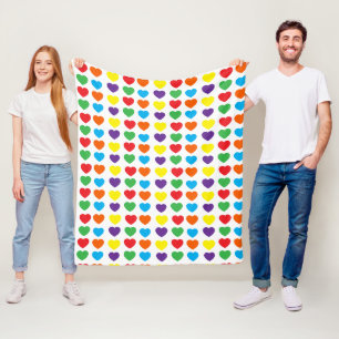 Rainbow Hearts Pattern Fleece Blanket