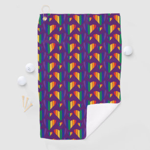 Rainbow Hearts Pattern Golf Towel