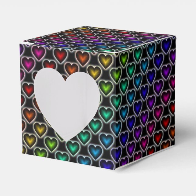 Rainbow Hearts Pattern Heart Favour Box (Front Side)