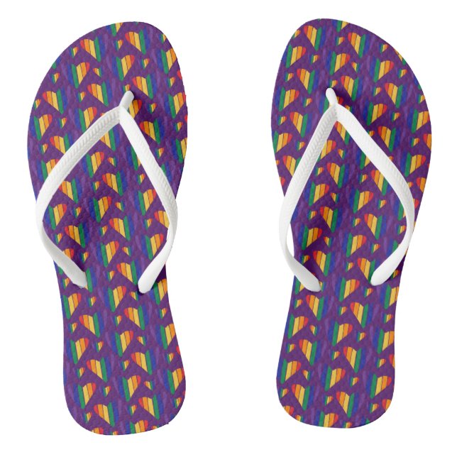 Rainbow Hearts Pattern Jandals (Footbed)