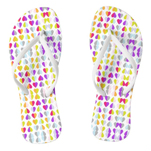 Rainbow Hearts Pattern Jandals (Footbed)
