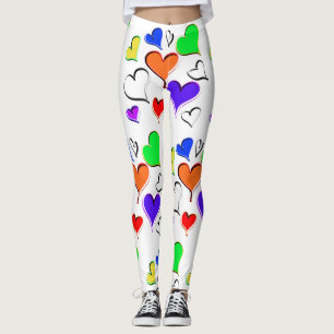 Rainbow Hearts Pattern  Leggings