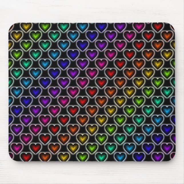 Rainbow Hearts Pattern Mouse Pad (Front)