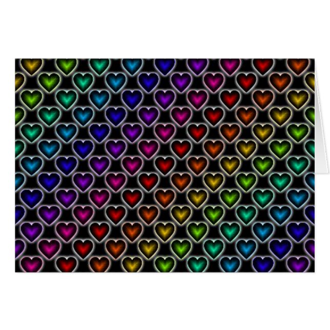 Rainbow Hearts Pattern Note Card (Front Horizontal)