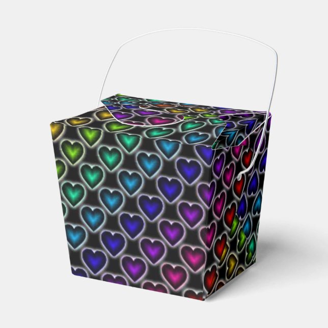 Rainbow Hearts Pattern Take Out Favour Box (Front Side)