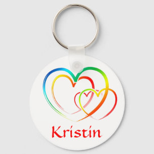 Rainbow Hearts Personalised Name Keychain