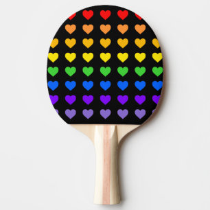 Rainbow Hearts Ping Pong Paddle