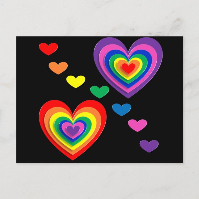 Rainbow hearts postcard (Front)