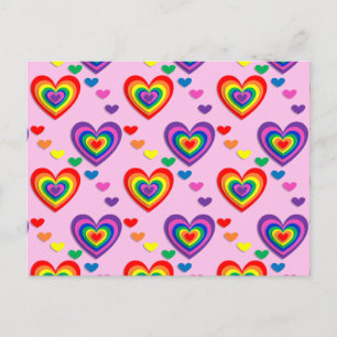 Rainbow hearts postcard