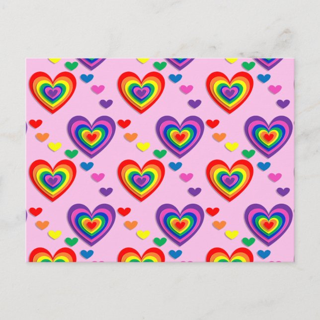 Rainbow hearts postcard (Front)
