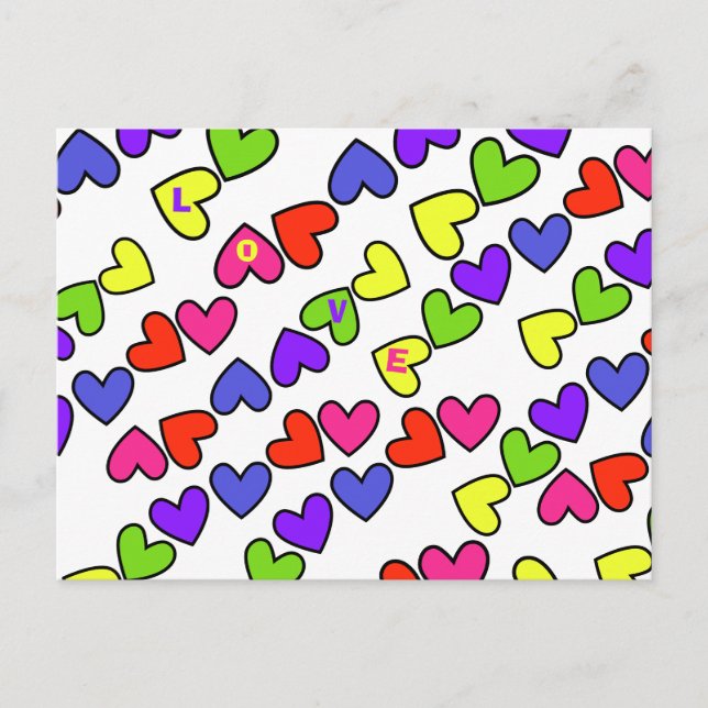 Rainbow Hearts Postcard (Front)