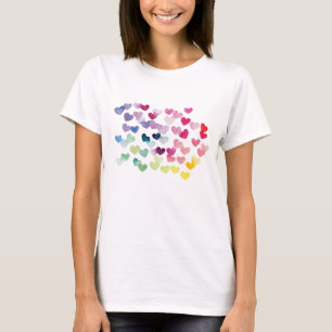 Rainbow hearts pride love colorful watercolor T-Shirt