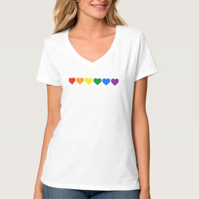 Rainbow Hearts Pride – Official Pride Colours T-Shirt (Front)