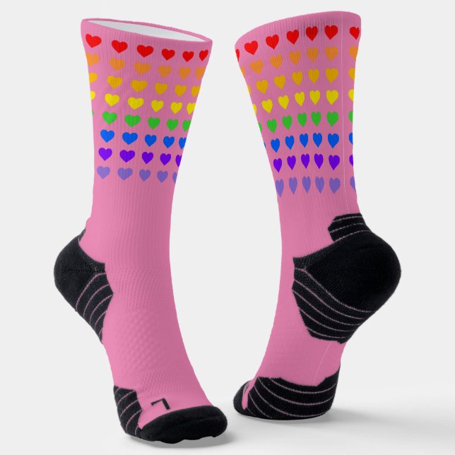 Rainbow Hearts Pride Socks (Angled)