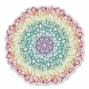 Rainbow Hearts Retro Mandala