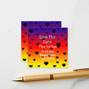 Rainbow Hearts Save The Date Gay Wedding, Enclosure Card
