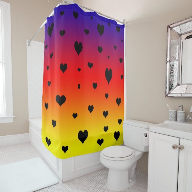 Rainbow Hearts,  Shower Curtain (In Situ)
