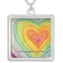 Rainbow Hearts Silver Necklace Pendants