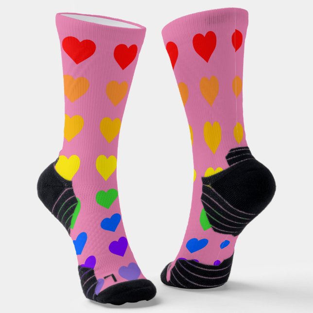 Rainbow Hearts  Socks (Angled)