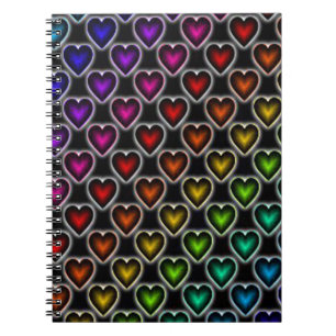 Rainbow Hearts Spiral Notebook