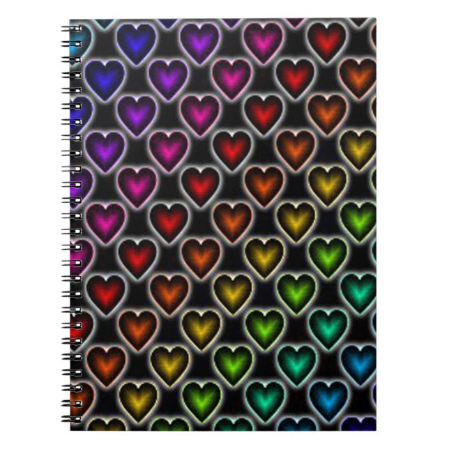 Rainbow Hearts Spiral Notebook (Front)