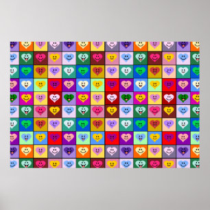 Rainbow Hearts squares Poster