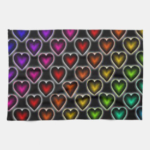 Rainbow Hearts Tea Towel