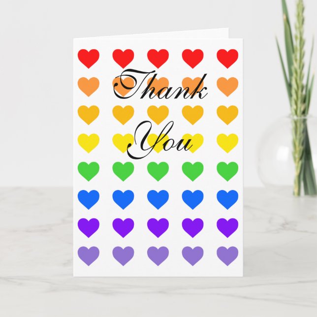 Rainbow Hearts  Thank You Card (Front)