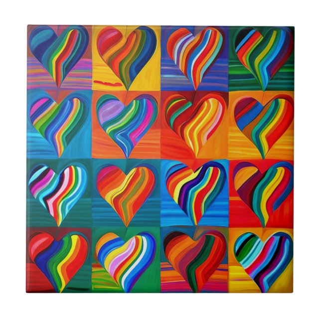 Rainbow Hearts Tile (Front)