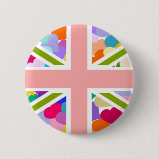 Rainbow Hearts Union Jack 6 Cm Round Badge