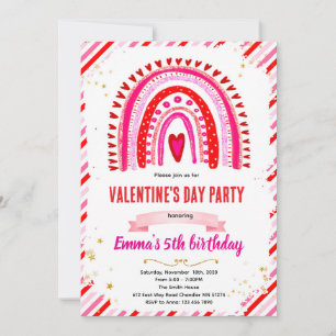 Rainbow Hearts Valentine party invitation