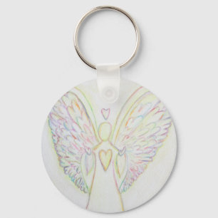 Rainbow Hearts White Light Angel Keychain Art