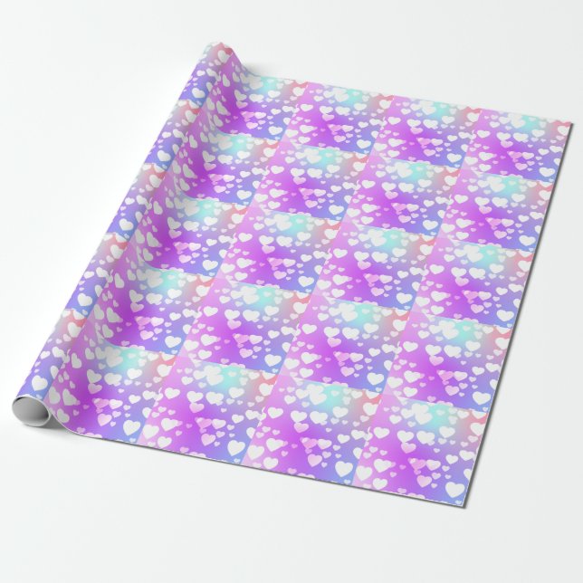 Rainbow Hearts Wrapping Paper (Unrolled)