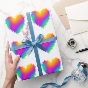 Rainbow Hearts Wrapping Paper