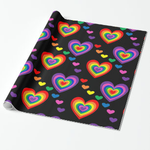 Rainbow hearts wrapping paper